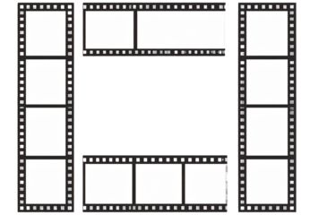  A vector film strip with white frames on a transparent background