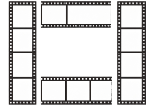 A vector film strip with white frames on a transparent background - Powered by Adobe