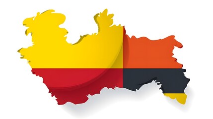 Fototapeta premium Detailed Map of Wallonia Region and Flag of Belgium for Geographic Analysis