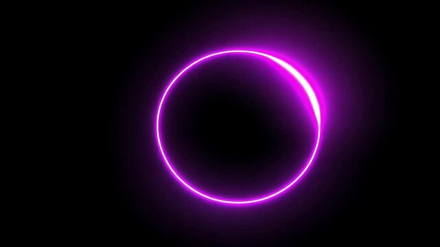 Abstract Purple Neon Circle on Black Background
