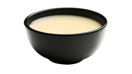 Creamy Soup in Black Bowl isolated on transparent background