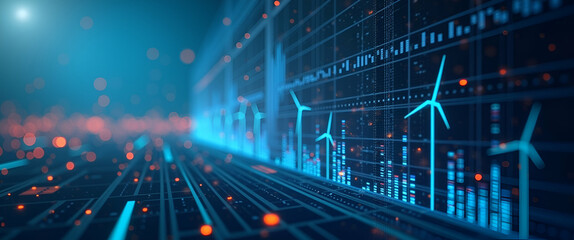 Modern Wallpaper Background: Abstract Digital Motifs for Energy Independence - Expansive Space for Text Overlays & Data Visualization in Self-Reliant Energy Systems