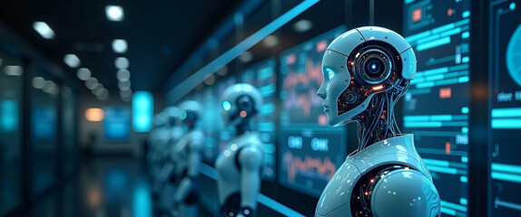 AI Autonomous Agents in a Modern Tech Hub: Dynamic Collaboration Enhancing Strategic Operations - Refined Digital Composition with Space for Text