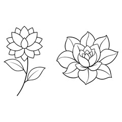 line art outline Coloring pages with Set of coloring pages with flowers pattern