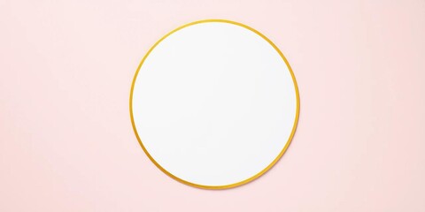 Blank golden round sticker, shiny texture, pastel background,  illustration,  branding