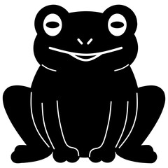 Vector illustration of a frog in a front-facing sitting position, featuring bold outlines and minimal detail, suitable for icons, stickers, or children’s graphics.