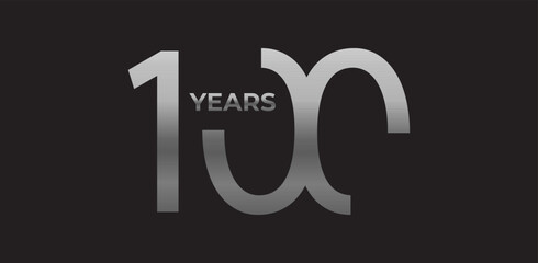 Sharp angled number 100 years in silver, strong geometric logo reflects experience, achievement. Corporate badge for 40-year milestones, commemorative branding. Vector illustration.