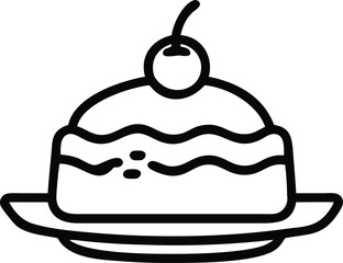 Line Art Icon of a Small Cake on a Plate
