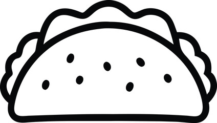 Line Art Taco Icon Curved Shell Simple Design Mexican Food Graphic