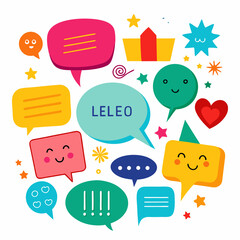 Colorful speech bubbles and fun shapes