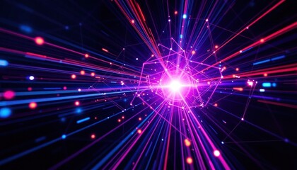 Fototapeta premium Futuristic data stream, glowing neon lines, cyberspace network