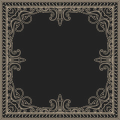 Gold vintage frame, abstract frame, pattern for carpets, mats, prayer mats