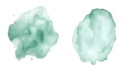Two abstract watercolor paint stains on a white background.