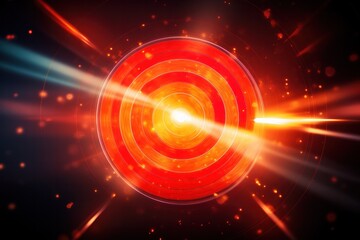 Obraz premium glowing target with an arrow hitting the bullseye, surrounded by a warm, energetic aura, signifying focus