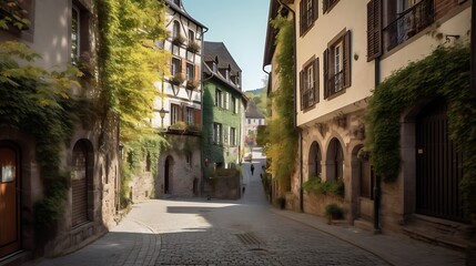 Fototapeta premium Cobblestone Street with Alsace.