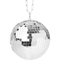 One shiny disco ball isolated on white