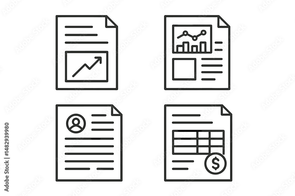 Poster documents showcasing data analysis and financial reporting in a professional setting during working 