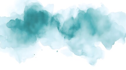 Abstract watercolor design in teal and white hues.