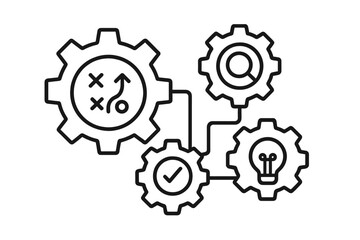 Complex gears representing strategy, planning, and problem-solving in a collaborative environment