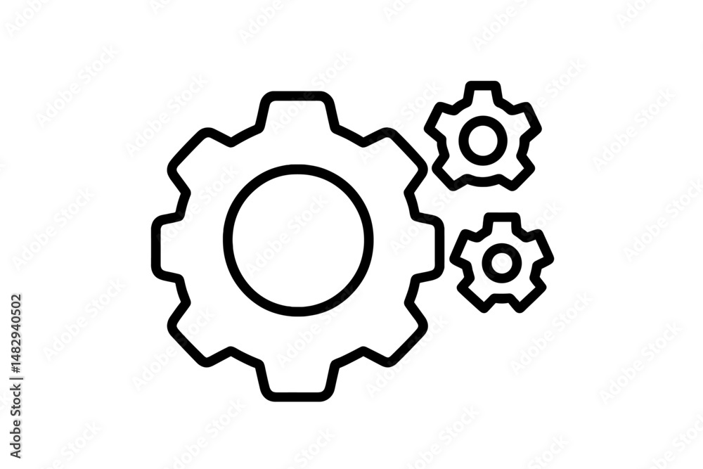 Poster gear design showcasing interlocking cogs representing mechanisms and engineering concepts in a minim