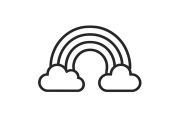 Fototapeta premium Bright outline of a rainbow with clouds showcasing a vibrant spectrum of colors against a minimalistic background