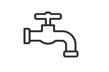 Simple black line drawing of a faucet representing water conservation and plumbing essentials for homeowners