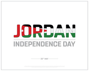 Jordan Independence Day design on white background, Typographic Design of Jordan Independence Day, Vector Design of Jordan Independence Day, Jordan Independence Day