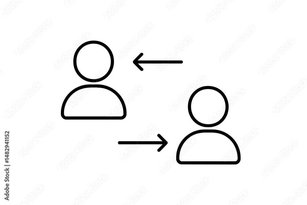 Poster interaction between two people in a minimalist design representing communication and connection