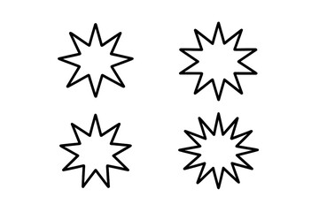 Unique starburst shapes in various orientations suitable for creative designs and graphics