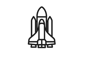 Rocket launch preparation at a space facility showcasing a sleek spacecraft design against a clean backdrop