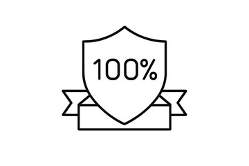 Shield with 100 percent text representing full assurance and quality guarantee in minimalist design
