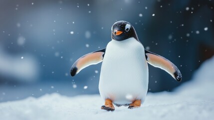 A Gentoo Penguin in a Snowy Wonderland: A Captivating Winter Scene