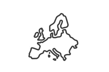 Outline of Europe depicting its unique geographical features and borders in a simple artistic style