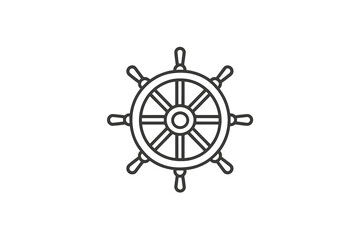 Marine steering wheel design depicts nautical themes and seafaring culture in a minimalist style for maritime enthusiasts and artists