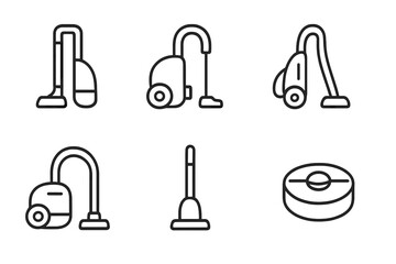 Vacuum cleaner models displayed in a minimalist style showcasing different designs and features for home cleaning tasks