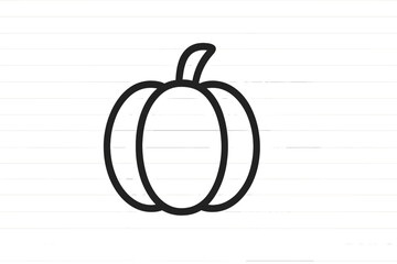 Outline of a pumpkin sitting on a blank lined page created during a fall-themed artistic activity in a classroom setting