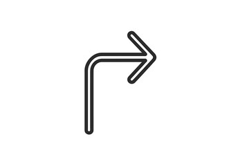 Obraz premium Right turn symbol in minimalist design used for traffic signs or navigation applications
