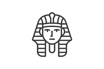Ancient Egyptian pharaoh illustration featuring a distinctive headdress and facial features in a minimalist style
