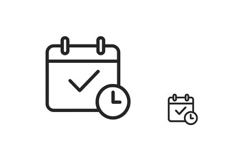Calendar illustration showing schedule with check mark and clock in simple design for planning activities