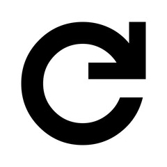 Simple, bold circular arrow icon.  Represents refresh, reload, or repeat actions. Ideal for websites, apps, or UI design.