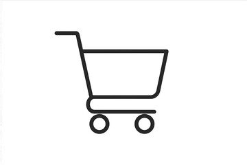 Outline of a shopping cart symbol representing retail and consumer activity in a minimalist design
