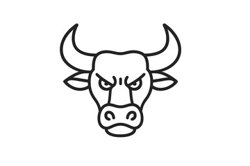 Bull head illustration featuring bold lines and an intense expression, ideal for design projects or logos