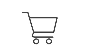 Empty shopping cart icon representing e-commerce, retail, and online shopping activities in a minimalistic design