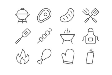 BBQ grilling tools and ingredients showcase at a summer cookout in a backyard setting