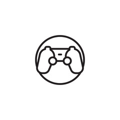 A game controller icon enclosed in a circle, representing video games, gaming, or entertainment.