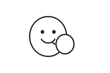 Simple smiling face with playful expression enjoying a round shape in a minimalistic design against a plain background