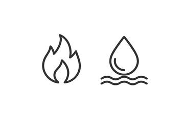Representations of fire and water symbols illustrating contrasting elements of nature and their interactions in design