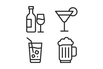 Popular beverage icons representing diverse drink choices for social gatherings or celebrations