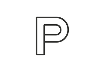 Logo design featuring a bold letter P with a modern and minimalist style against a clean white background