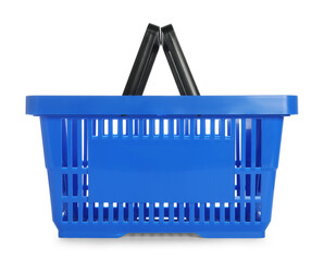 One blue shopping basket isolated on white